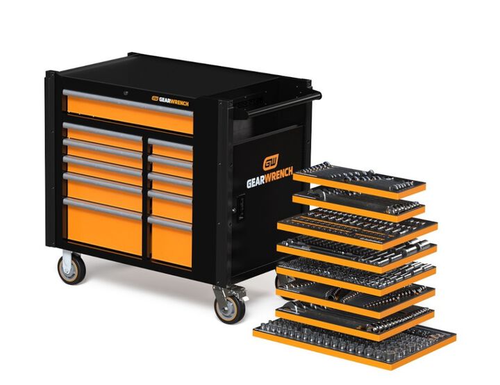 GEARWRENCH 614 Piece Master Mechanics Set with EVA Foam Trays & 42 inch 11 Drawer Industrial Mobile Work Station, large image number 4