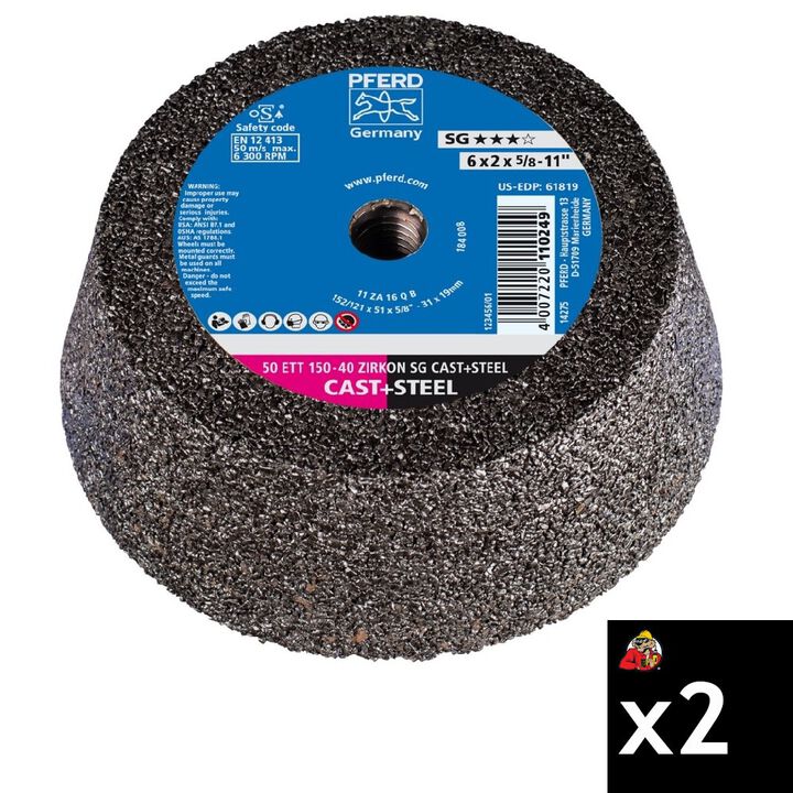 Pferd 6 Inch x 4-3/4 Inch x 5/8-11 Inch, SG STEEL and CAST, T11, Cup Wheel Brush Bundle, 2 Pieces