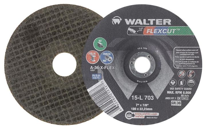 Walter 7 Inch FLEXCUT Grinder Wheel, 36 Grit