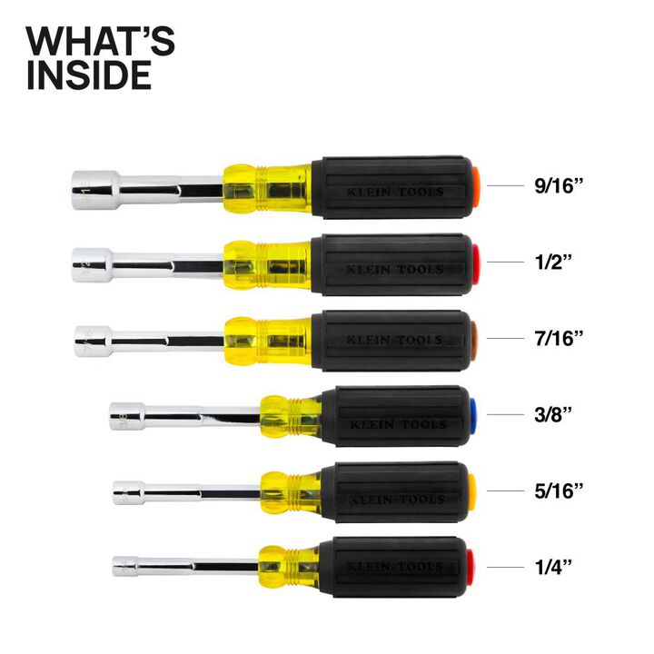 Klein Tools Color-Coded Magnetic Hollow-Shaft Heavy-Duty Nut Driver Set, 6 Pieces, large image number 2