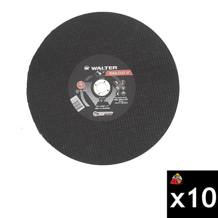 Walter 16 Inch x 1 Inch RAILCUT Cut-Off Wheel, 10 Pieces