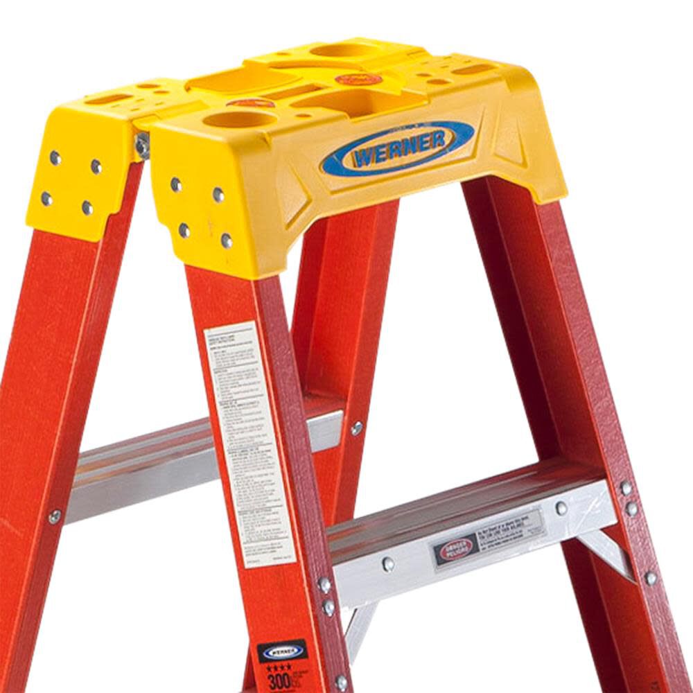 Werner 4-ft Fiberglass 300-lb Type IA Twin-Step Ladder, large image number 7