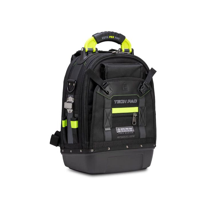 Veto Pro Pac 35 Lbs Small Zippered Tool Backpack, Black/Hi-Viz Yellow, large image number 1