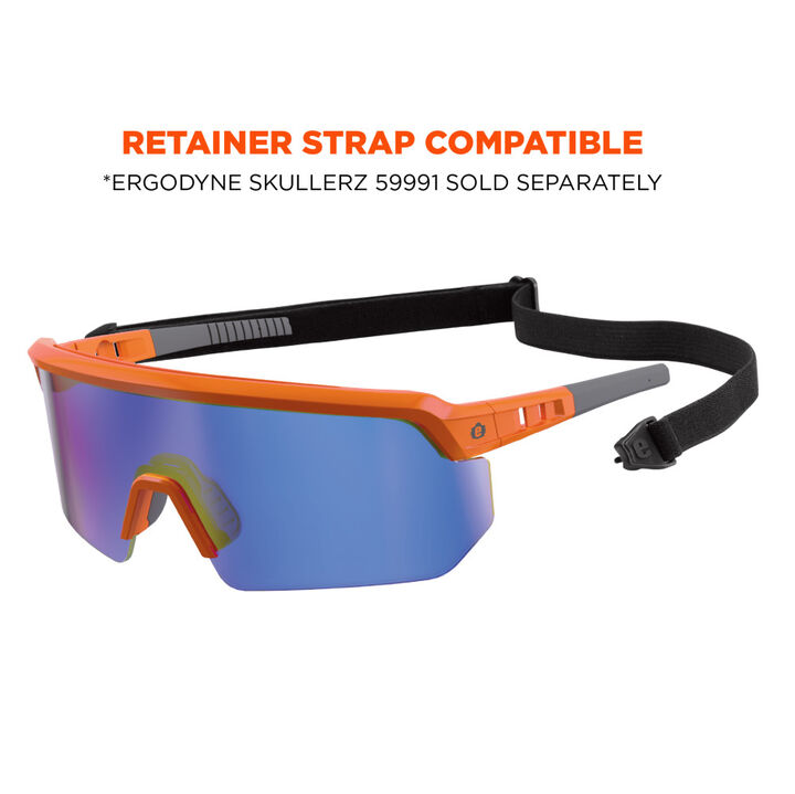 Ergodyne Skullerz AEGIR Polarized Mirrored Safety Glasses, Orange Frame, Blue Lens, large image number 5