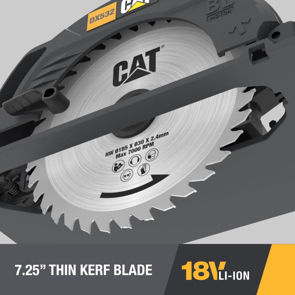 CAT 18V 7-1/4 in Cordless Circular Saw with Brushless Motor DX532, large image number 7