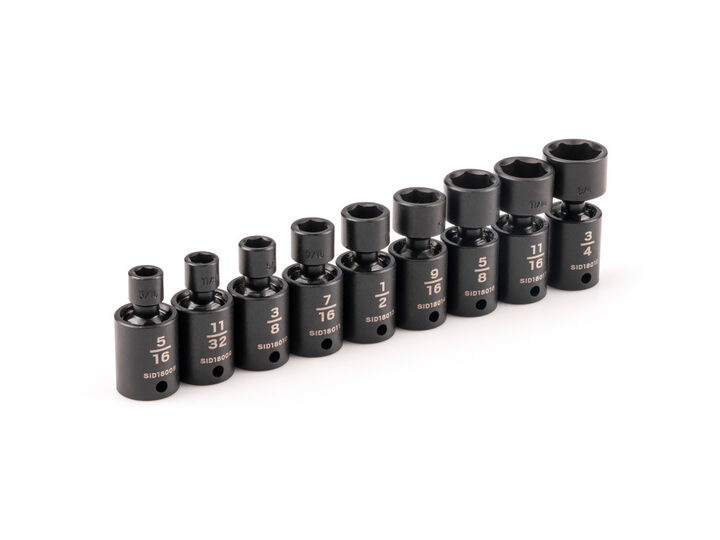 Tekton 3/8 Inch 6 Point U-Joint Impact Socket Set, 9 Pieces (5/16-3/4 Inch)