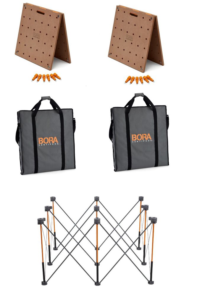 Bora Portamate Centipede 4' x 4' Unit with Table Top 2pk and Carry Bag 2pk Bundle