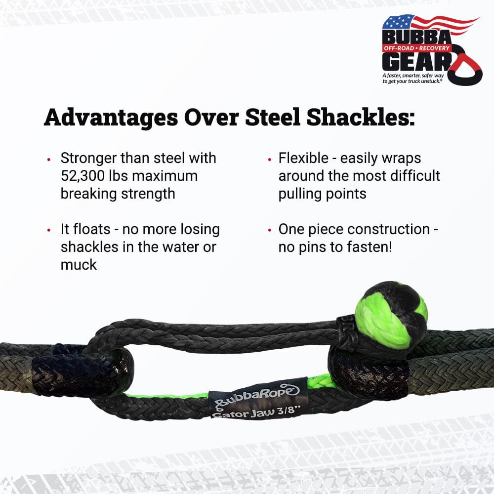 Bubba Rope 7/16 Inch Gator-Jaw PRO Synthetic Soft Shackle, Blue and Black, large image number 3