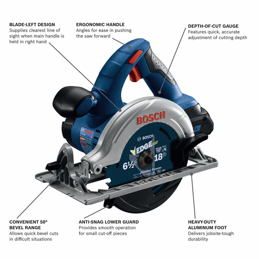 Bosch 18V 6-1/2 Inch Circular Saw Kit with (1) CORE18V 4.0 Ah Compact Battery, large image number 2