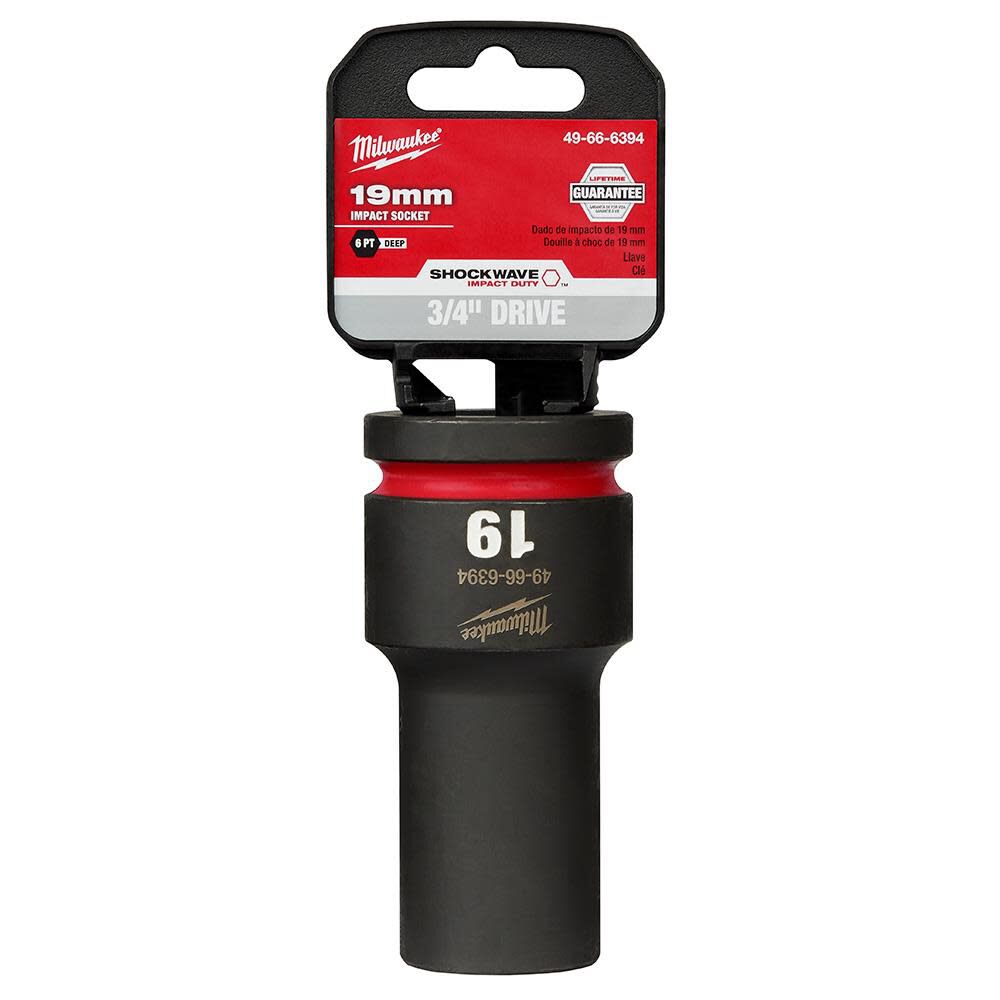 Milwaukee SHOCKWAVE Impact Duty Socket 3/4in Drive 19MM Deep 6 Point, large image number 1