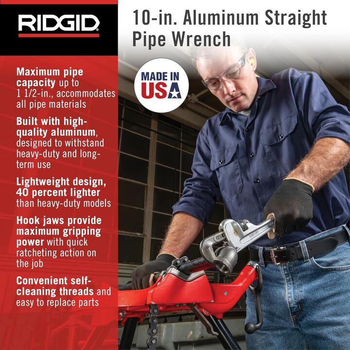 Ridgid 10 Inch and 18 Inch Aluminum Pipe Wrench Bundle, large image number 3