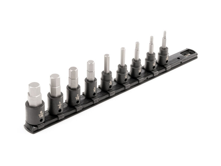 Tekton 3/8 Inch Hex Impact Bit Socket Set, 9 Piece (5/32-9/16 Inch)