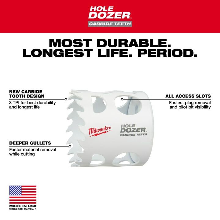 Milwaukee HOLE DOZER with Carbide Teeth Hole Saw 2 9/16inch, large image number 2
