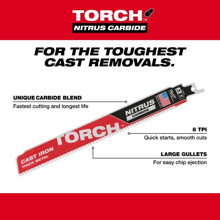 Milwaukee 6inch 7TPI The TORCH for Cast Iron with NITRUS CARBIDE 3PK, large image number 3