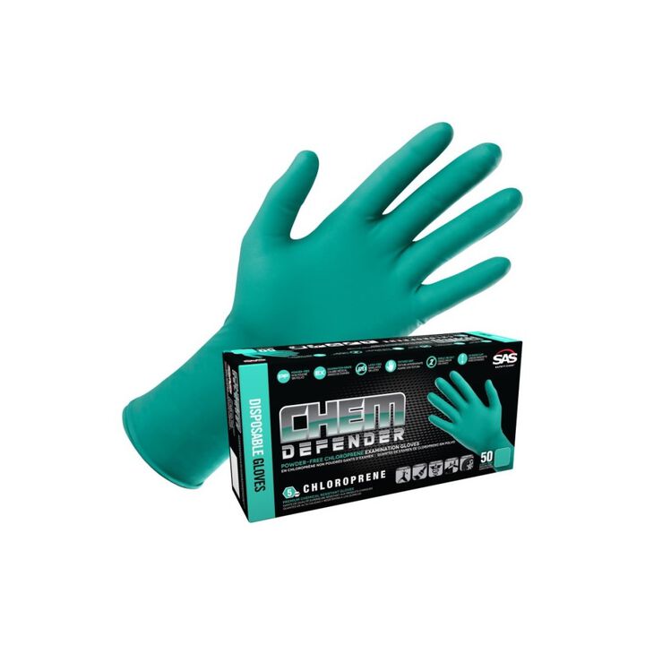 SAS Safety Chloroprene Disposable Gloves, Turquoise, Medium 50ct, large image number 4