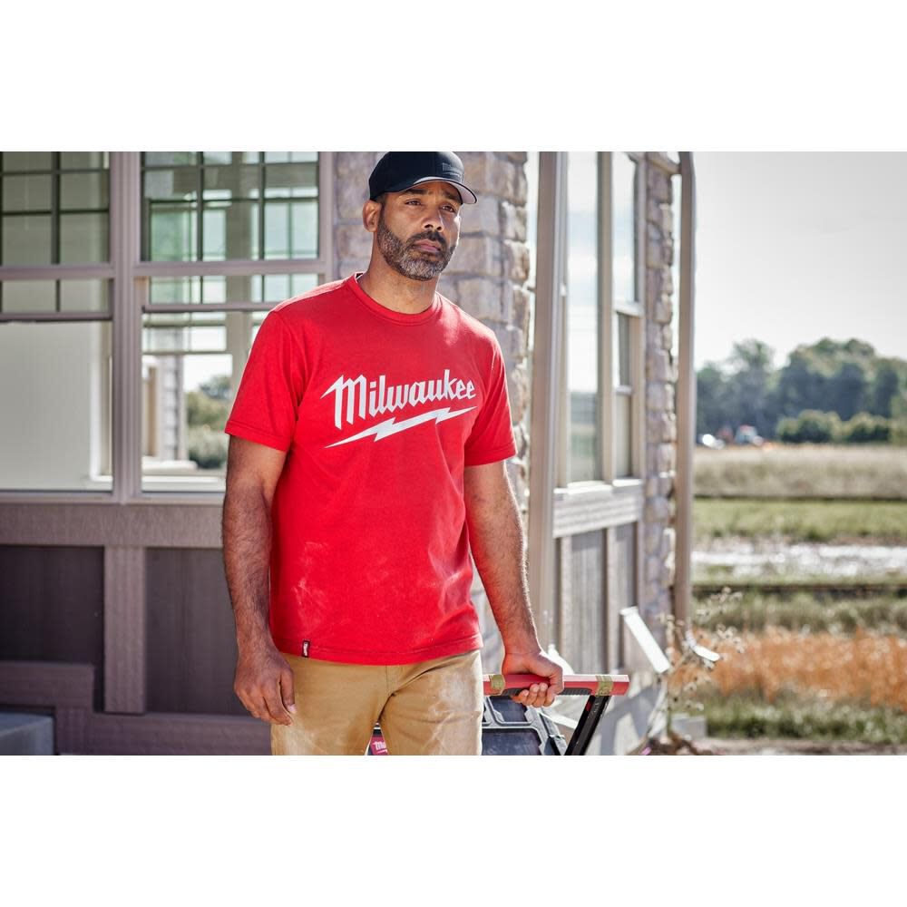 Milwaukee Logo Heavy Duty T Shirt Short Sleeve Red Medium, large image number 5