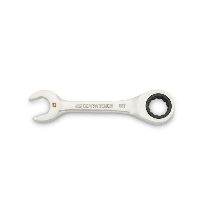 GEARWRENCH 13mm 90-Tooth 12 Point Stubby Combination Ratcheting Wrench