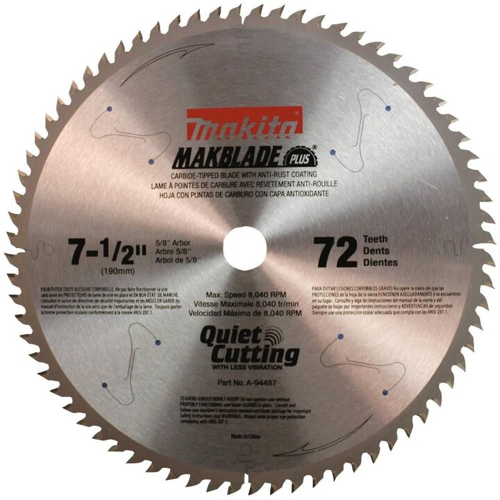 Makita 7-1/2 Inch 72T Carbide-Tipped Miter Saw Blade