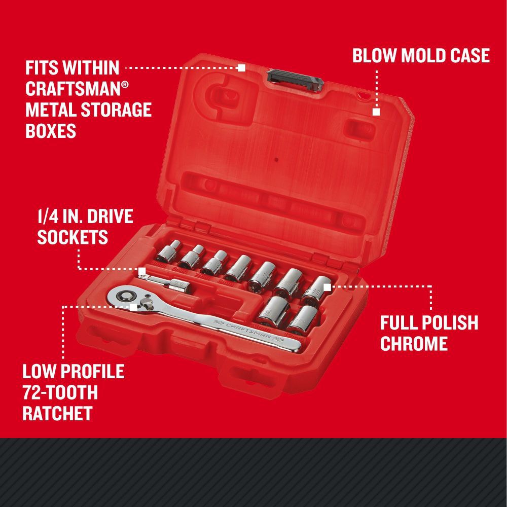 CRAFTSMAN 1/4-in Drive Metric Mechanics Tool Set, 11pc, large image number 2