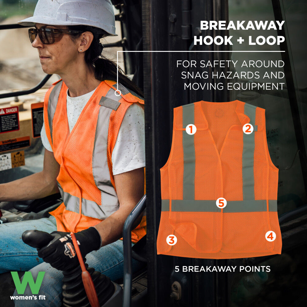 Ergodyne GloWear 8215BAW-S Class 2 Womens Breakaway Hi-Vis Orange Vest XL, large image number 4