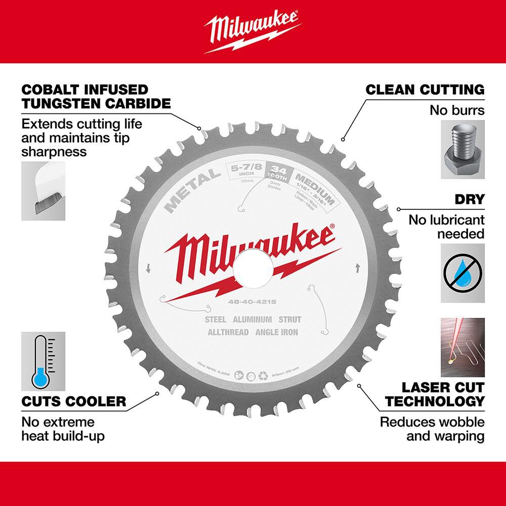 Milwaukee 5-7/8 Inch Metal Cutting Circular Saw Blade Bundle, 5 Pieces, large image number 4