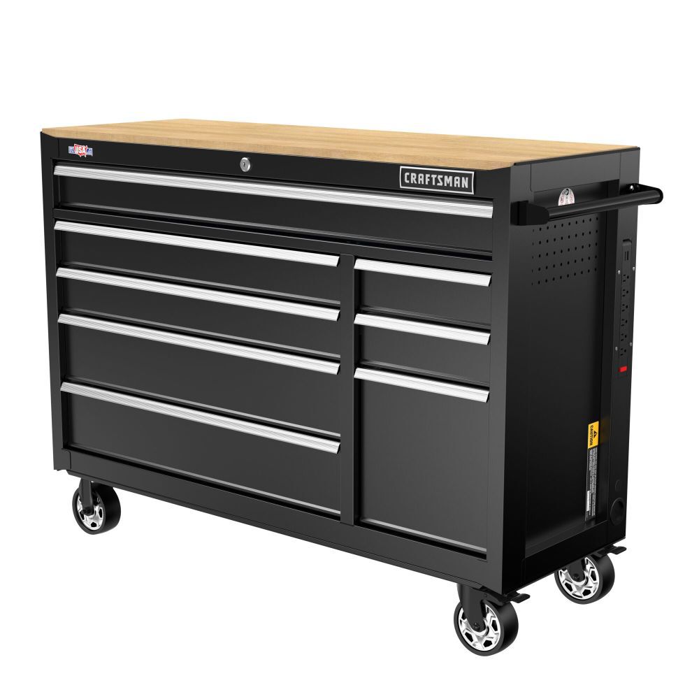 CRAFTSMAN S2000 Series 52 Inch Wide 8-Drawer Steel Rolling Workstation, Black, large image number 1