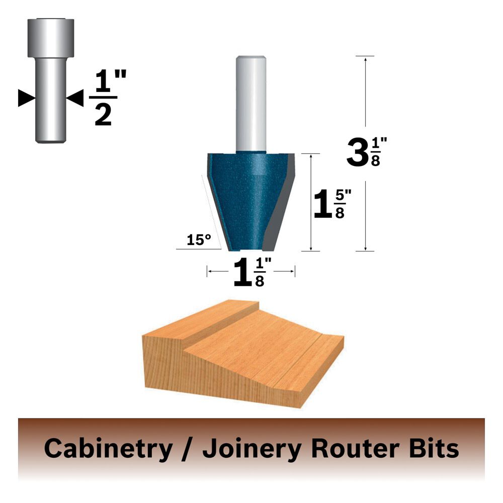 Bosch 1 1/8 Inch x 1 5/8 Inch Carbide Tipped Traditional Vertical Raised Panel Bit, large image number 2
