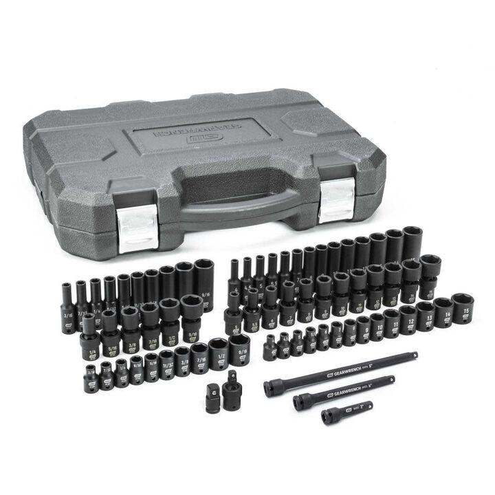 GEARWRENCH 1/4in Impact SAE/Metric Socket Set 71pc