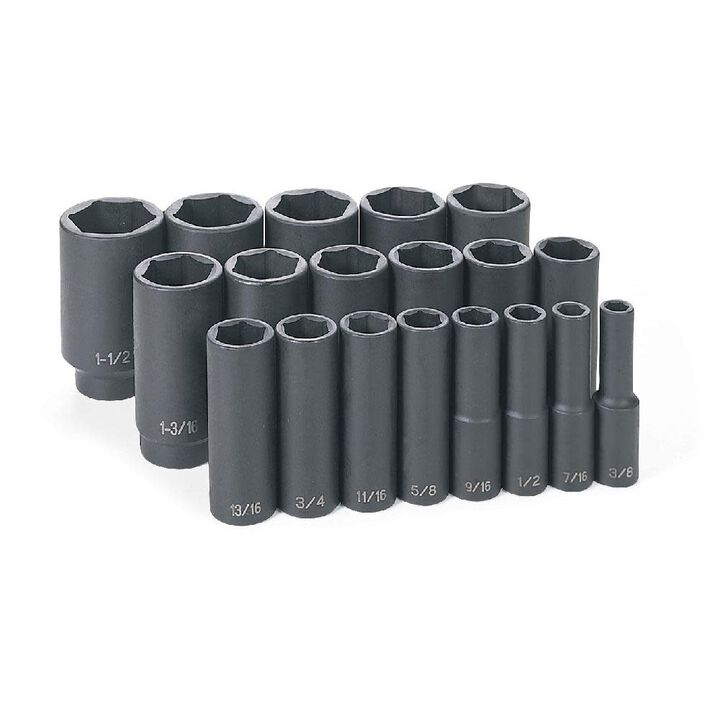 Grey Pneumatic 1/2in Drive 19 Pc. Deep Length Fractional Master Set