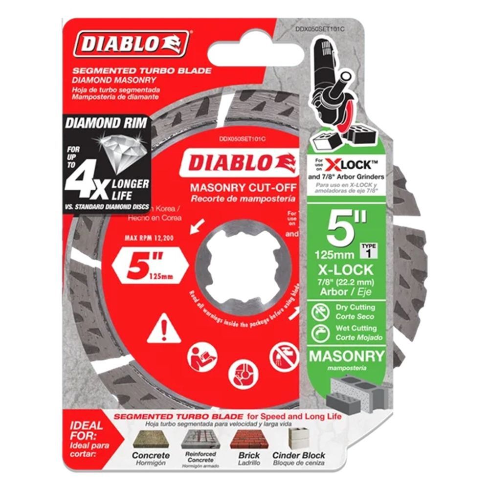 Diablo Tools X-LOCK 5 Inch Segmented Turbo Rim Diamond Cut-Off Disc for Masonry, large image number 2