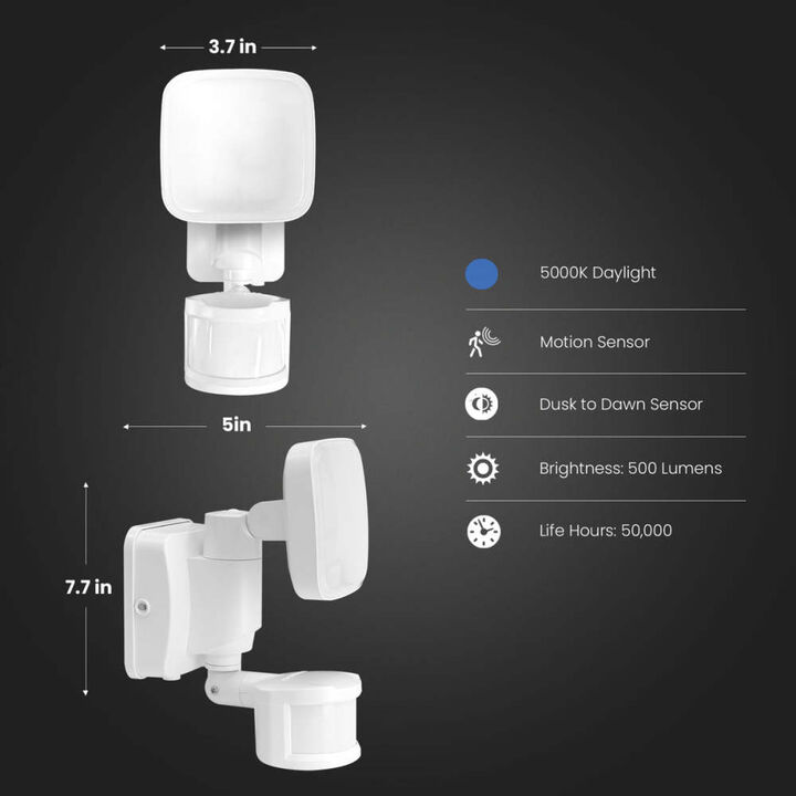Feit Electric 6 Inch 500 Lumens Solar or Battery Powered Single Head Motion Floodlight White, large image number 12