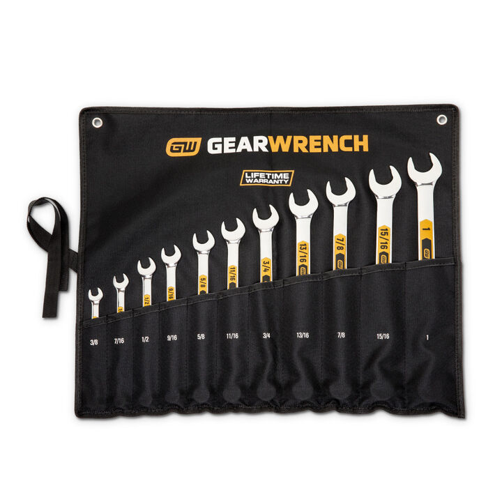 GEARWRENCH 11 Pieces 12 Point SAE Hi-Viz Long Pattern Combo Wrench Set, large image number 2