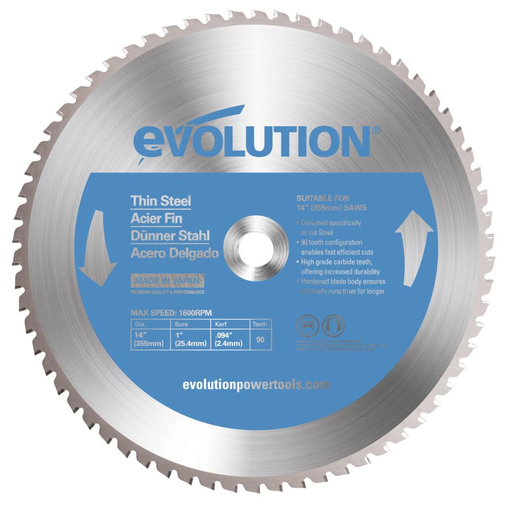Evolution Power Tools 14 in. 90 Tooth Thin Steel Tungsten Carbide-Tipped Cutting Blade, large image number 1