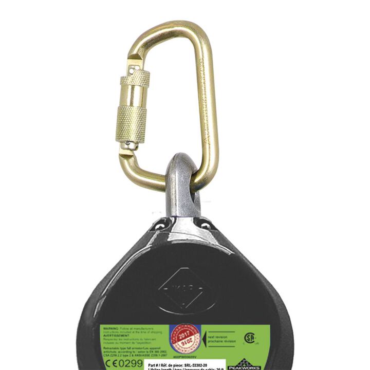 Jackson Safety 20 ft Self-Retracting Lifeline with Galvanized Steel Cable, Snap Hook, large image number 3