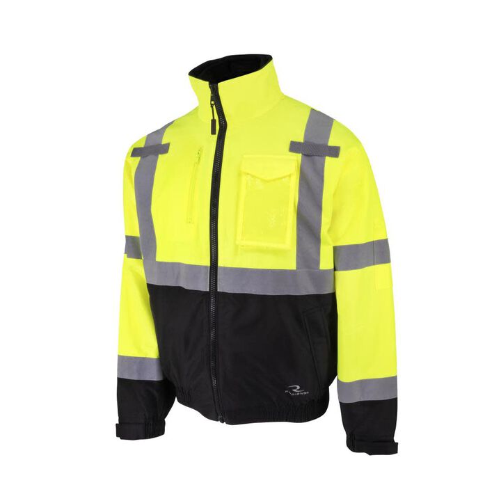 Radians 3-in-1 Bomber Jacket with Inner Heated Vest Kit with Battery, Hi-Vis Green, Medium