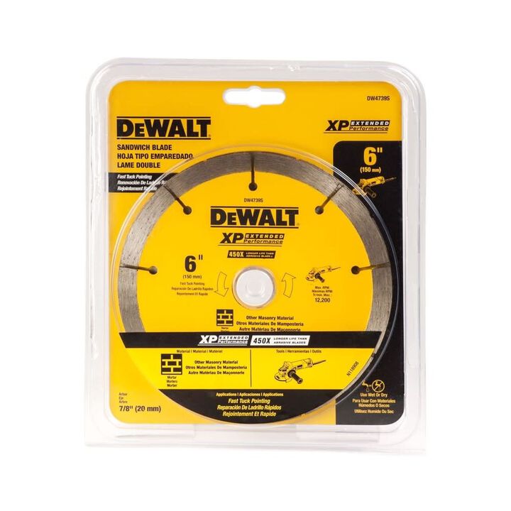 DEWALT 6 Inch x 0.25 Inch XP Sandwich Tuck Point Blade Bundle, 5 Pieces, large image number 2