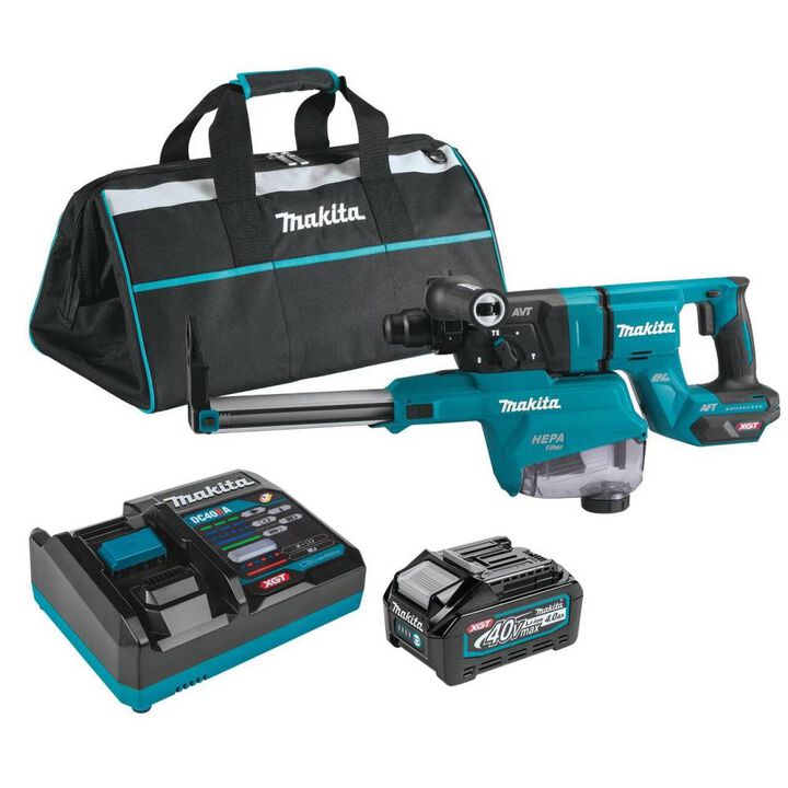 Makita 40V max XGT 1 1/8in AVT Rotary Hammer Kit with Dust Extractor