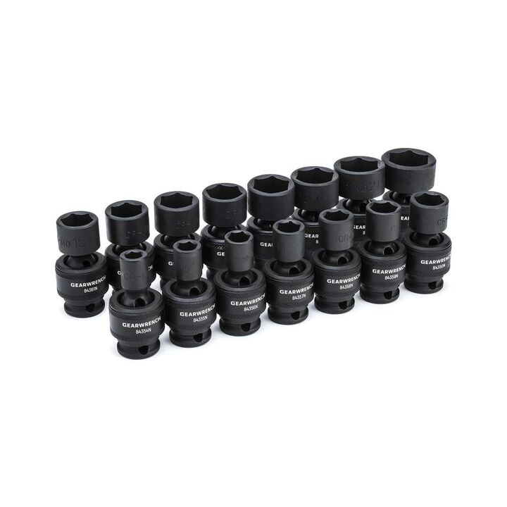GEARWRENCH 3/8in Drive 6 Point Standard Universal Impact Metric Socket Set 15pc, large image number 5