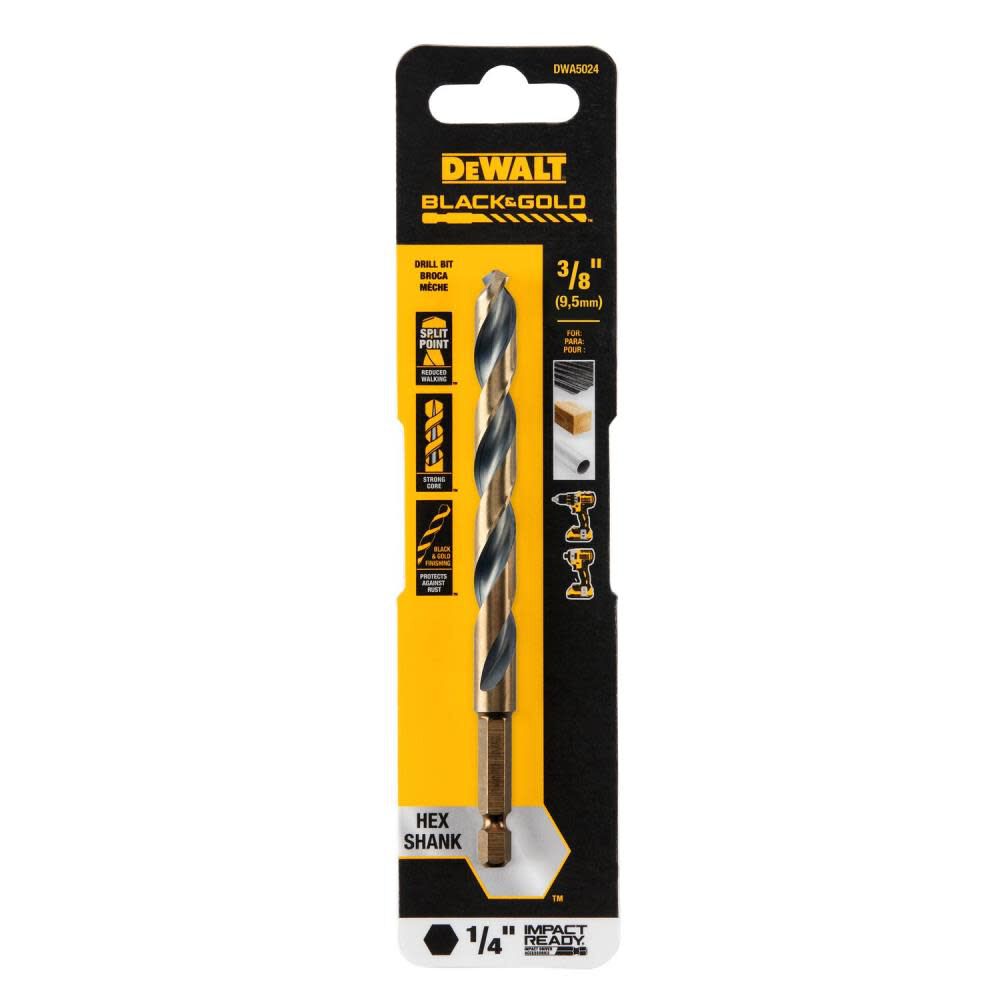 DEWALT 3/8in BLACK & GOLD Impact Ready METAL DRILL BIT, large image number 2
