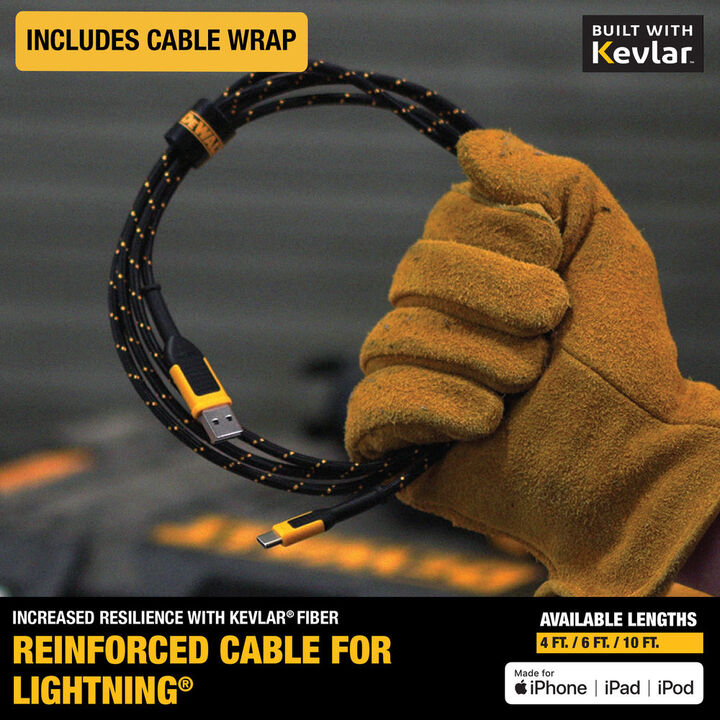 DEWALT Phone Charger Lightning Reinforced Braided Cord 10', large image number 5