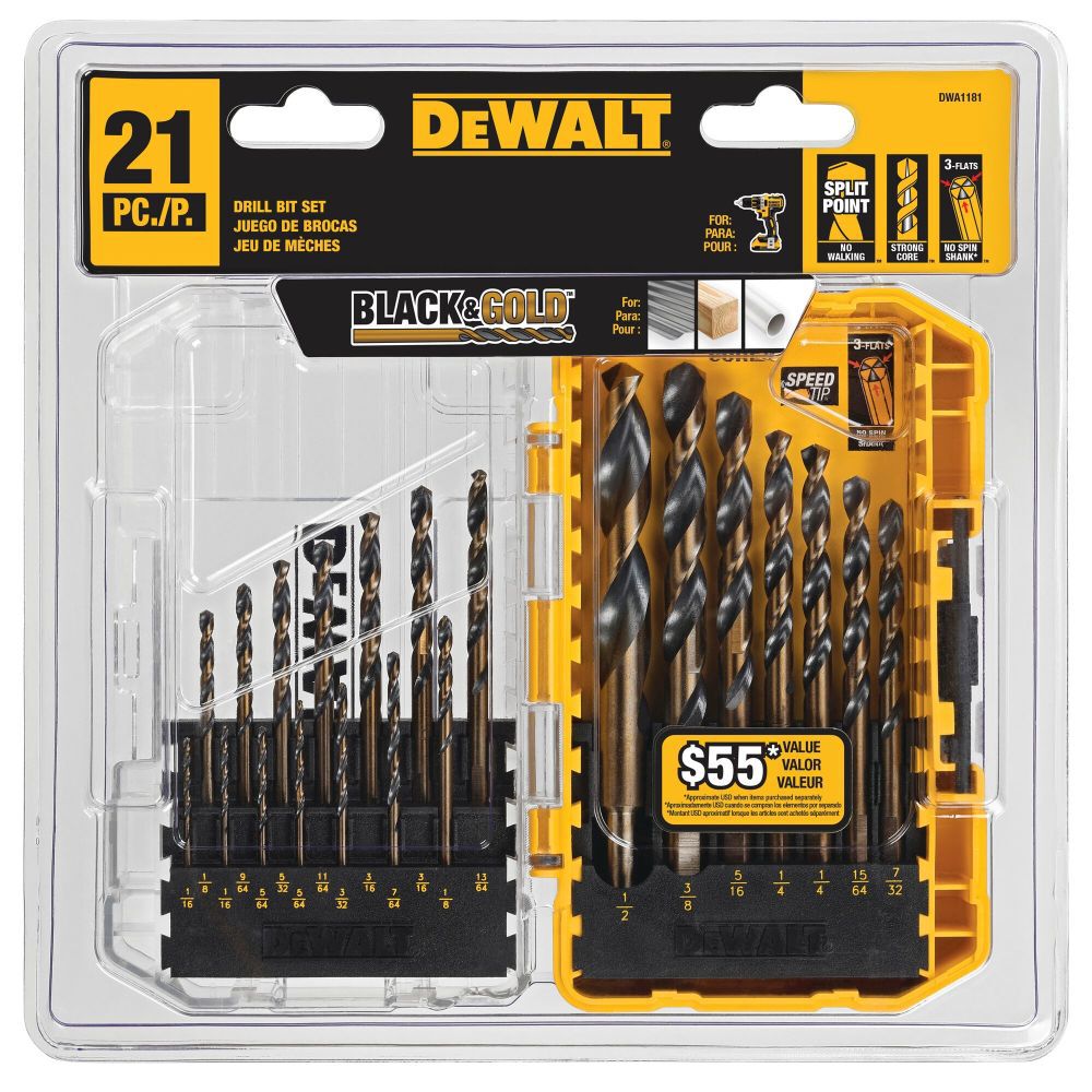 DEWALT Black and Gold Twist Drill Bit Set 21-Piece Set, large image number 11