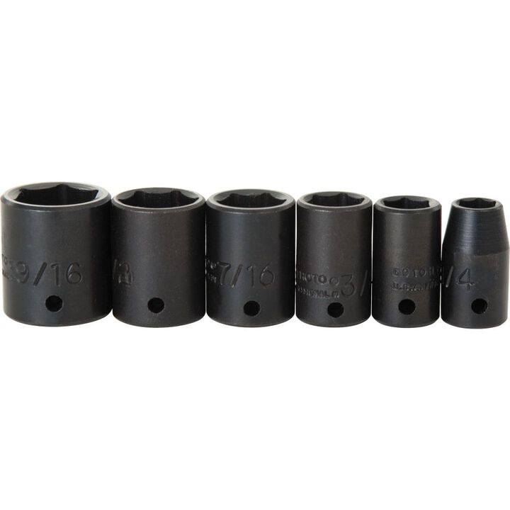 Proto 1/4in Drive 6pt Impact Socket Set 6pc