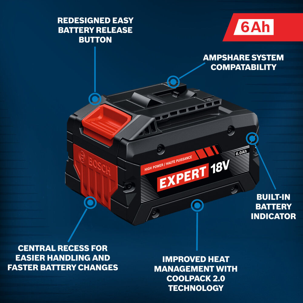 Bosch 18V 6 Ah High Power Battery, large image number 2