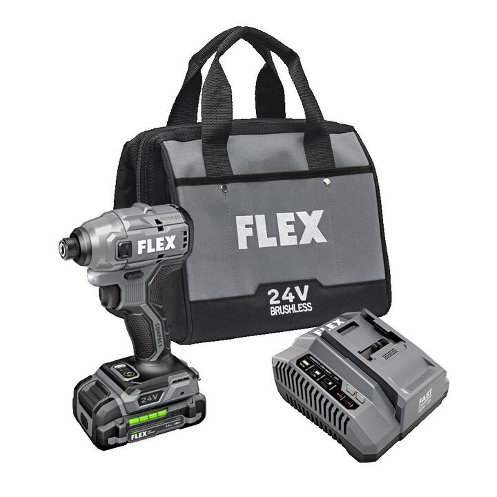 FLEX 24V Cordless 1/4 Inch Hex Compact Impact Driver Kit