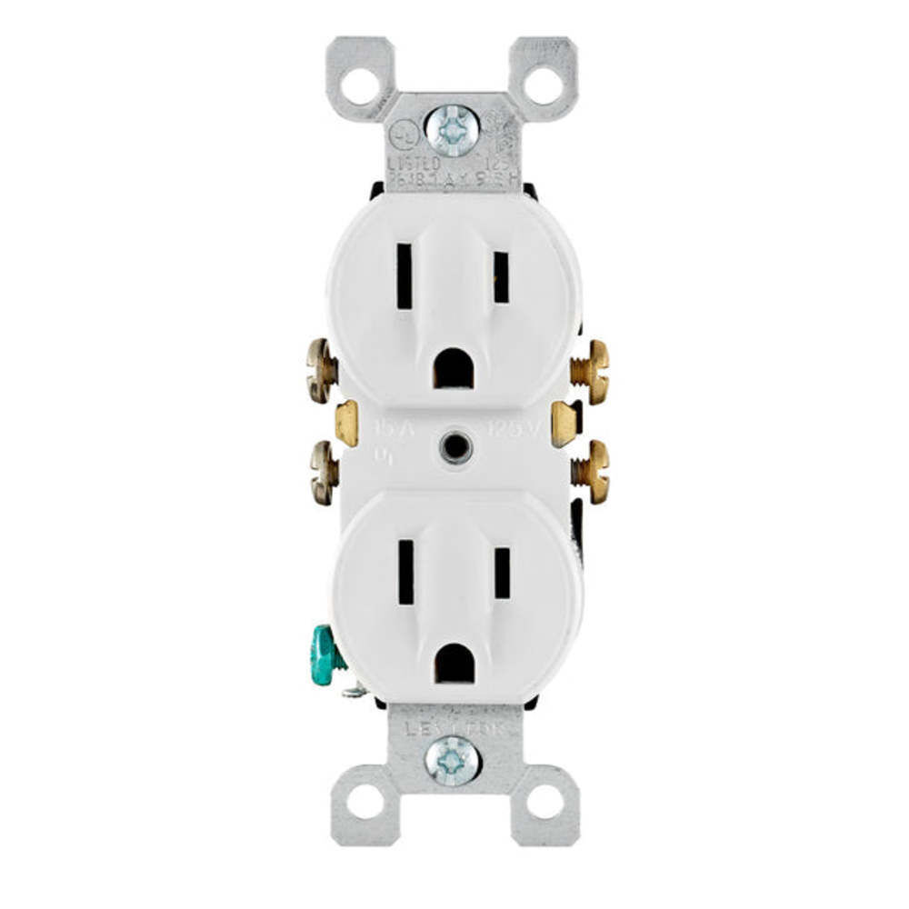 Leviton 15A 125V White Nema Grounded Duplex Outlet Receptacle 10pk, large image number 2