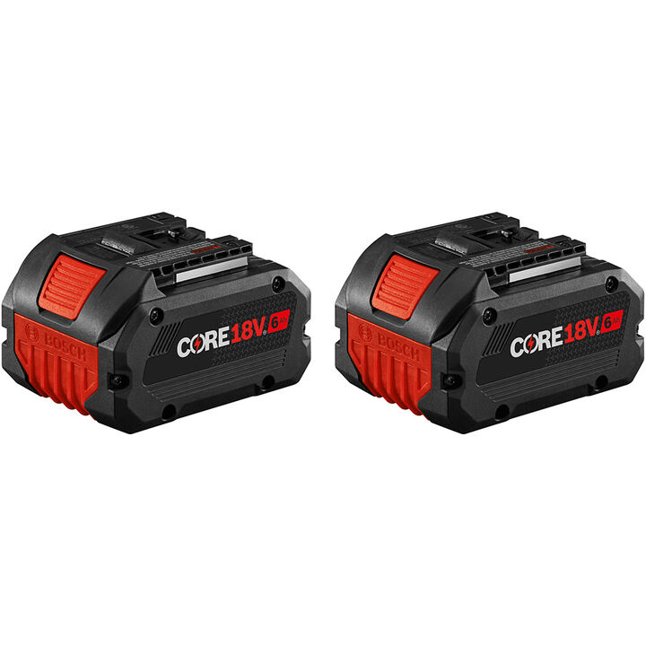 Bosch CORE18V 18V 6Ah Lithium Ion Power Tool Battery Pack with Fuel Indicator (2 pack)