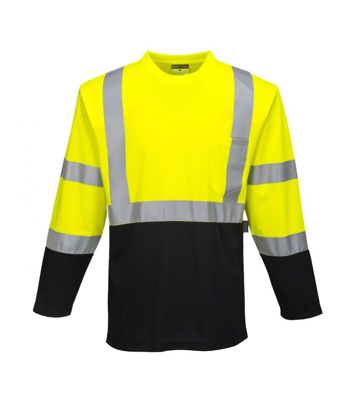 Portwest Yellow and Black Laguna Long-Sleeved T-Shirt - 5XL