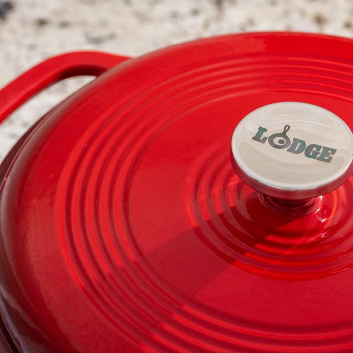 Lodge Cast Iron 6 Qt 10.5 Inch Red Essential Enamel Cast Iron Dutch Oven, large image number 2