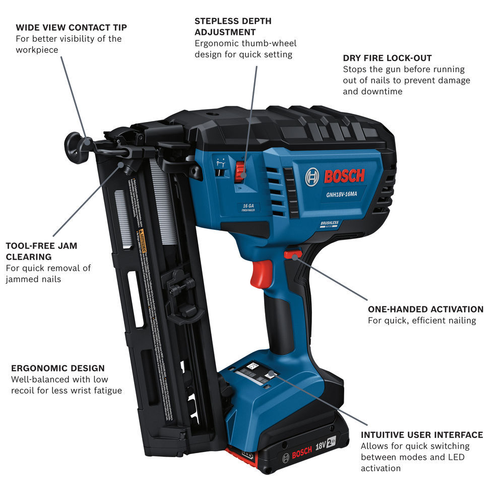 Bosch 18V Brushless 16 Gauge Angled Finish Nailer Kit, large image number 2