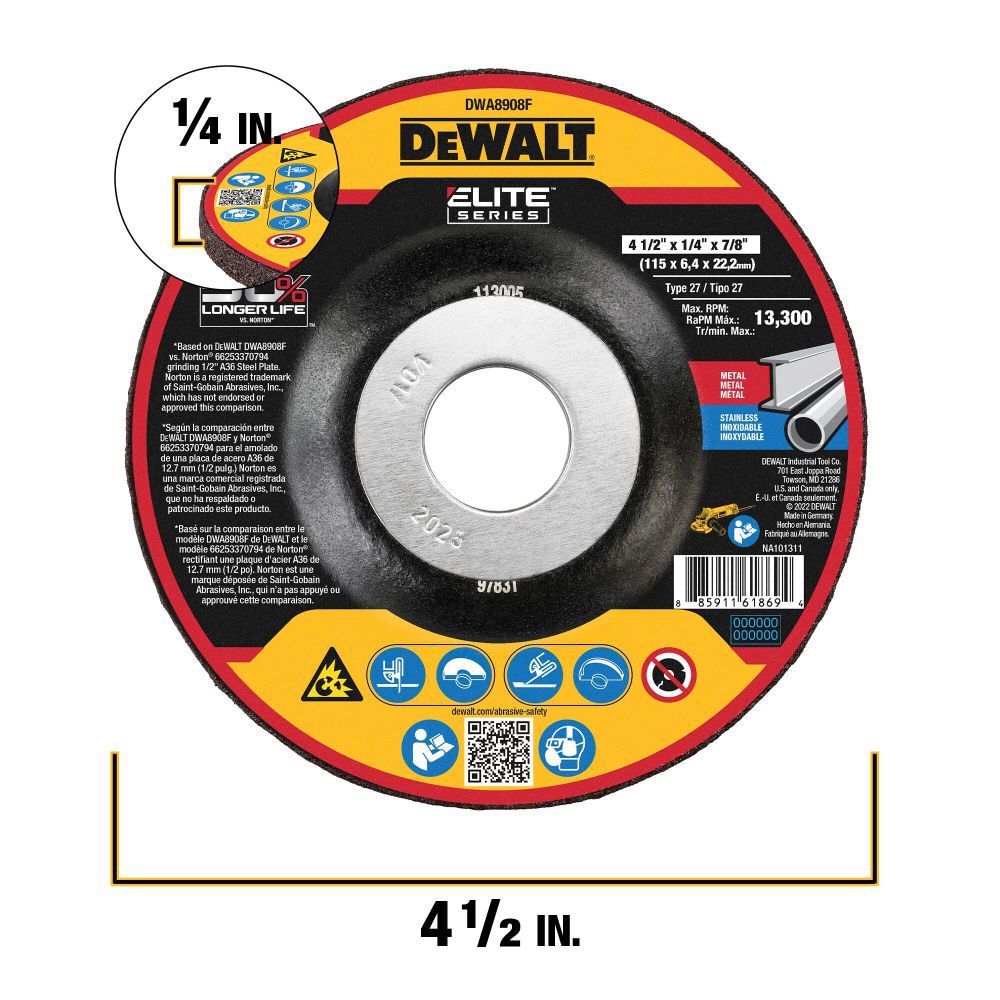 DEWALT 4 1/2in XP Steel Ceramic Abrasive Cut-Off Wheel, large image number 2